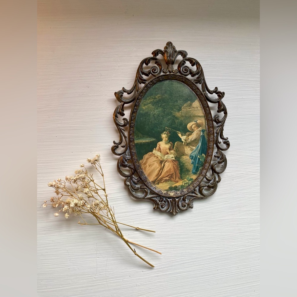 Vintage Romantic Ornate Brass Frame Made In Italy